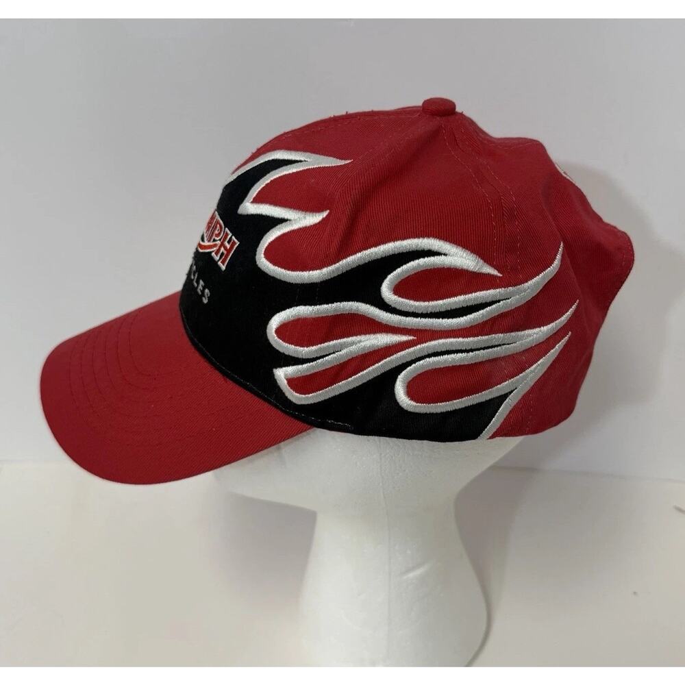 Triumph Motorcycles Red Black Flame Embroidered Adjustable Baseball Cap Hat OSFA - Picture 2 of 6